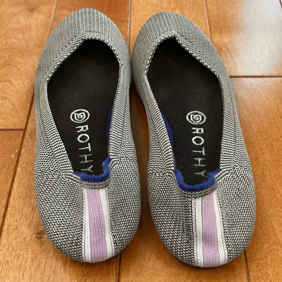Rothy’s Rare Lilac Heel Stripe Flats Size 7 - Picture 5 of 12